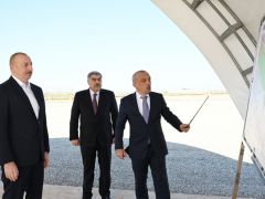 Prezident Şirvan suvarma kanalının təməlini qoyub, çıxış edib
